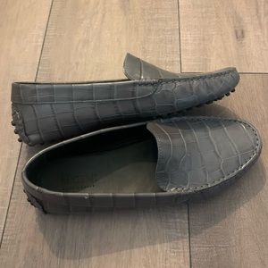 M. GEMI— The Felize Gray Leather Crocodile Loafers
